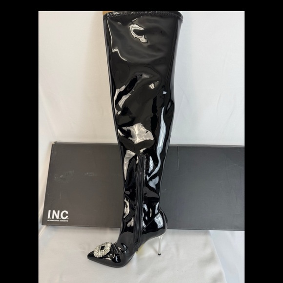 INC International Concepts Black Over the Knee Stiletto Boots - Picture 11 of 12